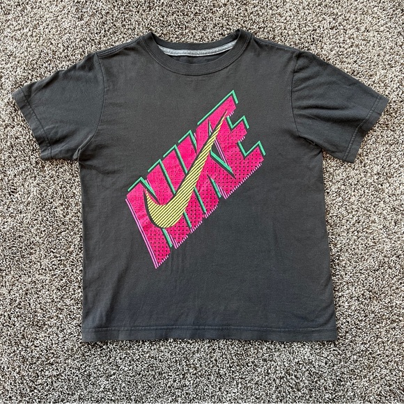 Vintage Nike T-Shirt | Silkscreened Neon Graphics | Dark Grey | 100% Cotton | S - Picture 6 of 6